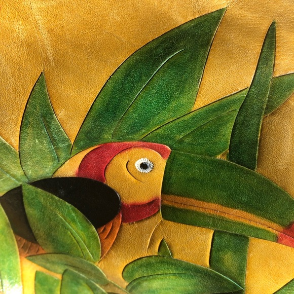 Vintage tooled leather toucan crossbody purse - Picture 3 of 13